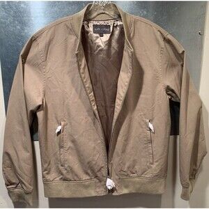 Slate & Stone Men’s Canvas Bomber Jacket Tan/Khaki Large Satin Lined NEW